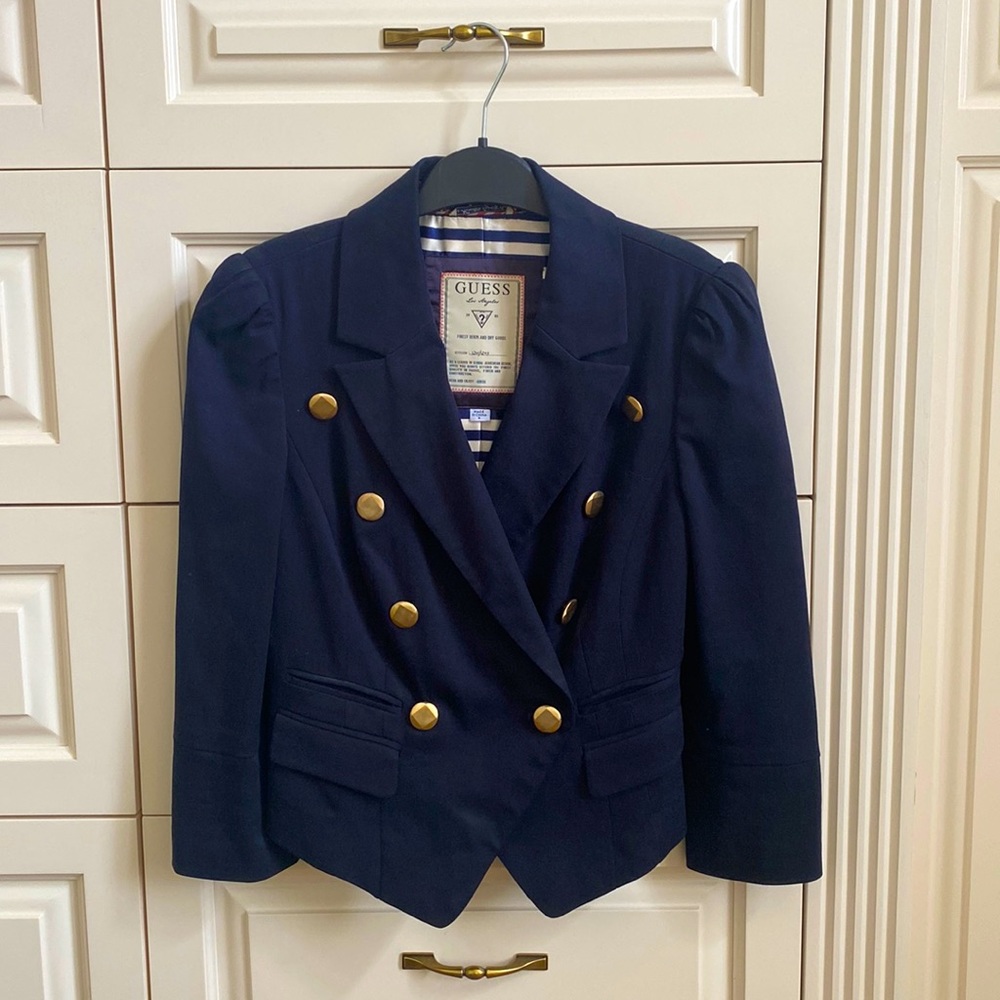 Guess.  Navy blazer.  Gold buttons.  Size small.